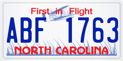 NC license plate ABF1763