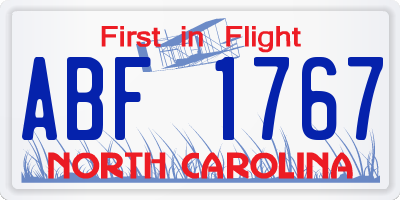 NC license plate ABF1767