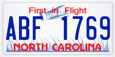 NC license plate ABF1769