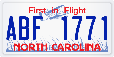 NC license plate ABF1771