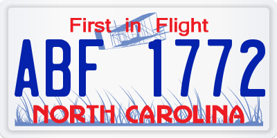 NC license plate ABF1772