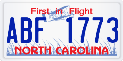 NC license plate ABF1773
