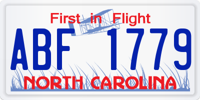 NC license plate ABF1779