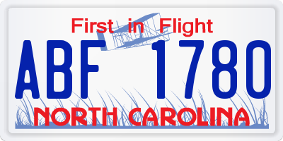 NC license plate ABF1780