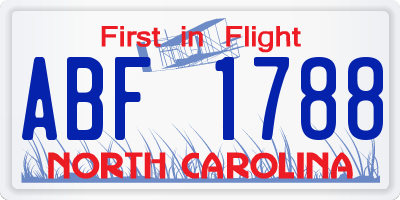 NC license plate ABF1788
