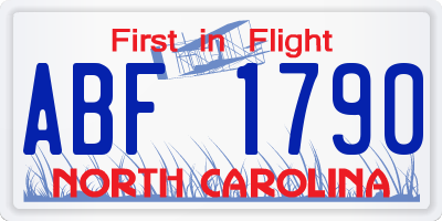 NC license plate ABF1790