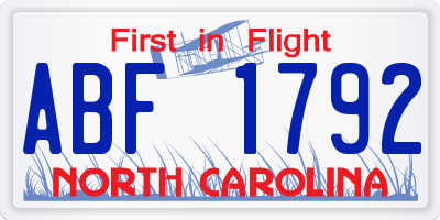 NC license plate ABF1792