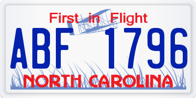 NC license plate ABF1796