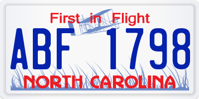 NC license plate ABF1798