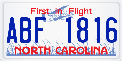 NC license plate ABF1816