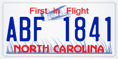 NC license plate ABF1841