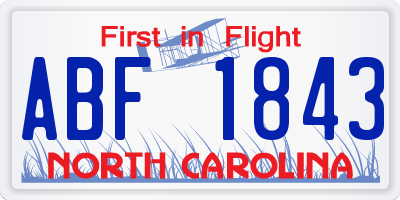 NC license plate ABF1843