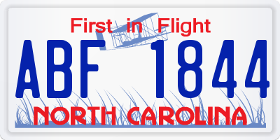 NC license plate ABF1844