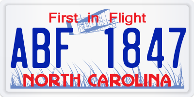 NC license plate ABF1847
