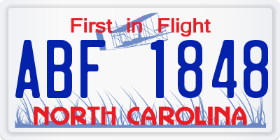 NC license plate ABF1848