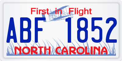 NC license plate ABF1852