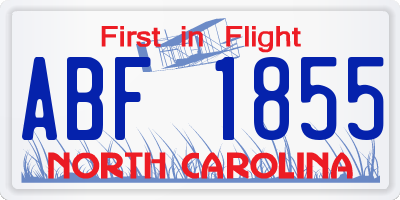 NC license plate ABF1855