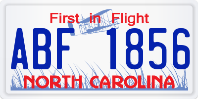 NC license plate ABF1856