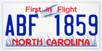 NC license plate ABF1859