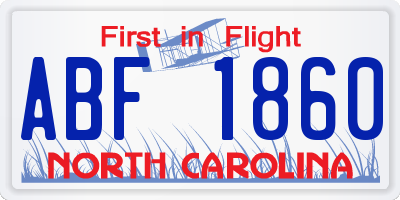NC license plate ABF1860