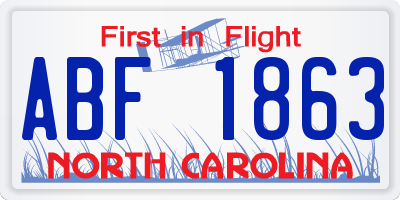 NC license plate ABF1863