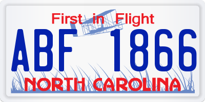 NC license plate ABF1866
