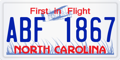 NC license plate ABF1867
