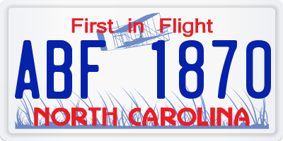 NC license plate ABF1870
