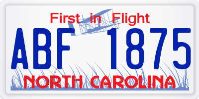 NC license plate ABF1875