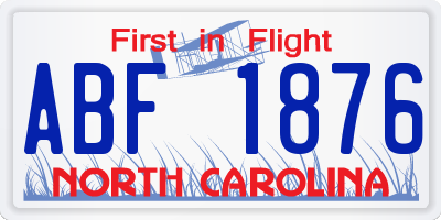 NC license plate ABF1876