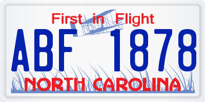 NC license plate ABF1878