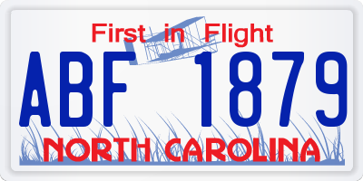 NC license plate ABF1879