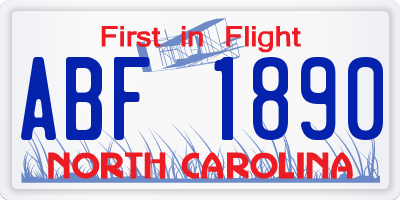 NC license plate ABF1890