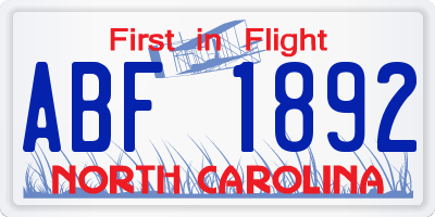 NC license plate ABF1892