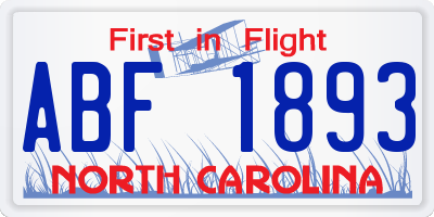 NC license plate ABF1893