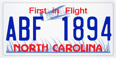 NC license plate ABF1894