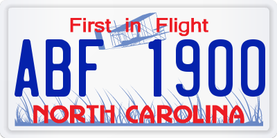 NC license plate ABF1900