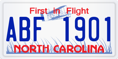 NC license plate ABF1901