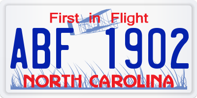 NC license plate ABF1902