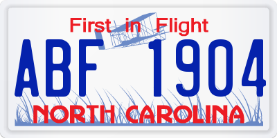 NC license plate ABF1904