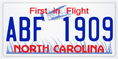 NC license plate ABF1909