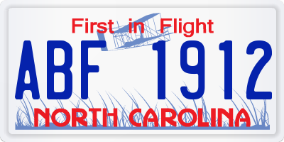 NC license plate ABF1912