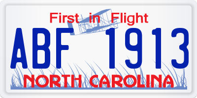NC license plate ABF1913