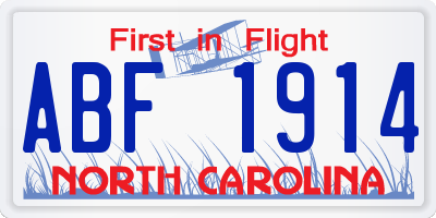 NC license plate ABF1914