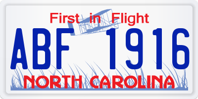 NC license plate ABF1916
