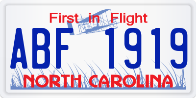 NC license plate ABF1919