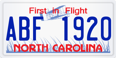 NC license plate ABF1920
