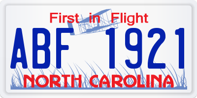 NC license plate ABF1921