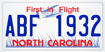 NC license plate ABF1932