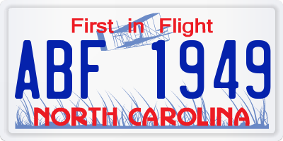 NC license plate ABF1949